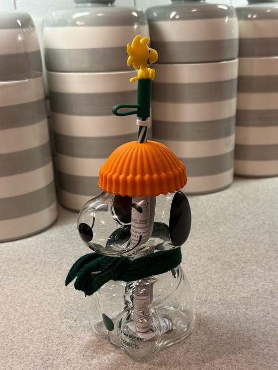 Starbucks Other - Starbucks Barista Snoopy glass with Orange Hat and Green Scarf
